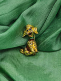 Spilla barboncino argento 800 con smalti placcato oro