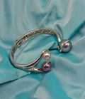 Bracciale rigido argento 925 perle imitazione Tahiti e mari del sud vintage