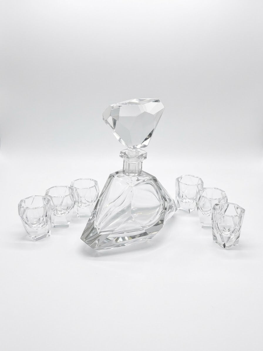 Sevizio da whisky o liquore Karl Palda Boemia cristallo vintage art decò