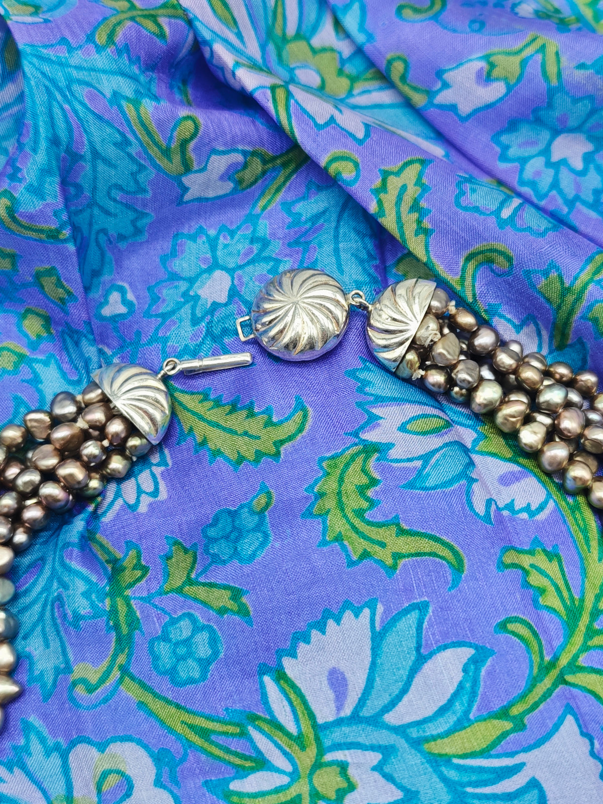 Collana torchon grigie vintage multi filo argento 925