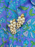 Orecchini perle Akoya oro giallo 18 KT grappolo d'uva vintage pendenti