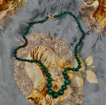 Collana a scalare malachite oro giallo 18 kt vintage donna elegante retro