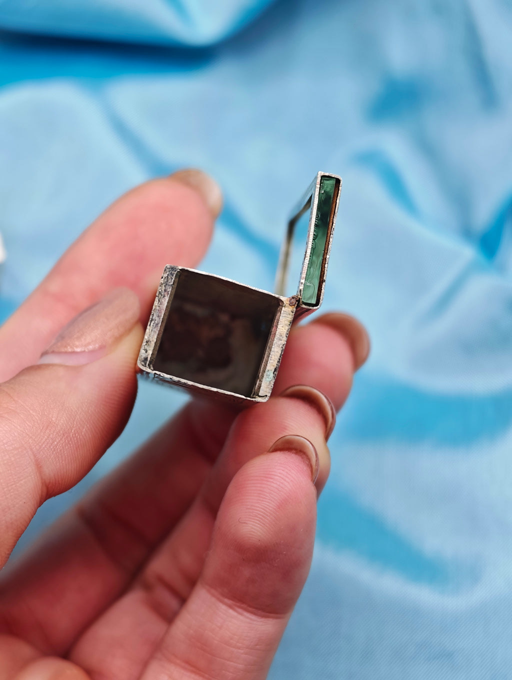 Porta rossetto vintage con specchio in argento 925 italiano