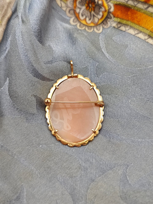 Spilla ciondolo cameo oro giallo 18 KT vintage Italia