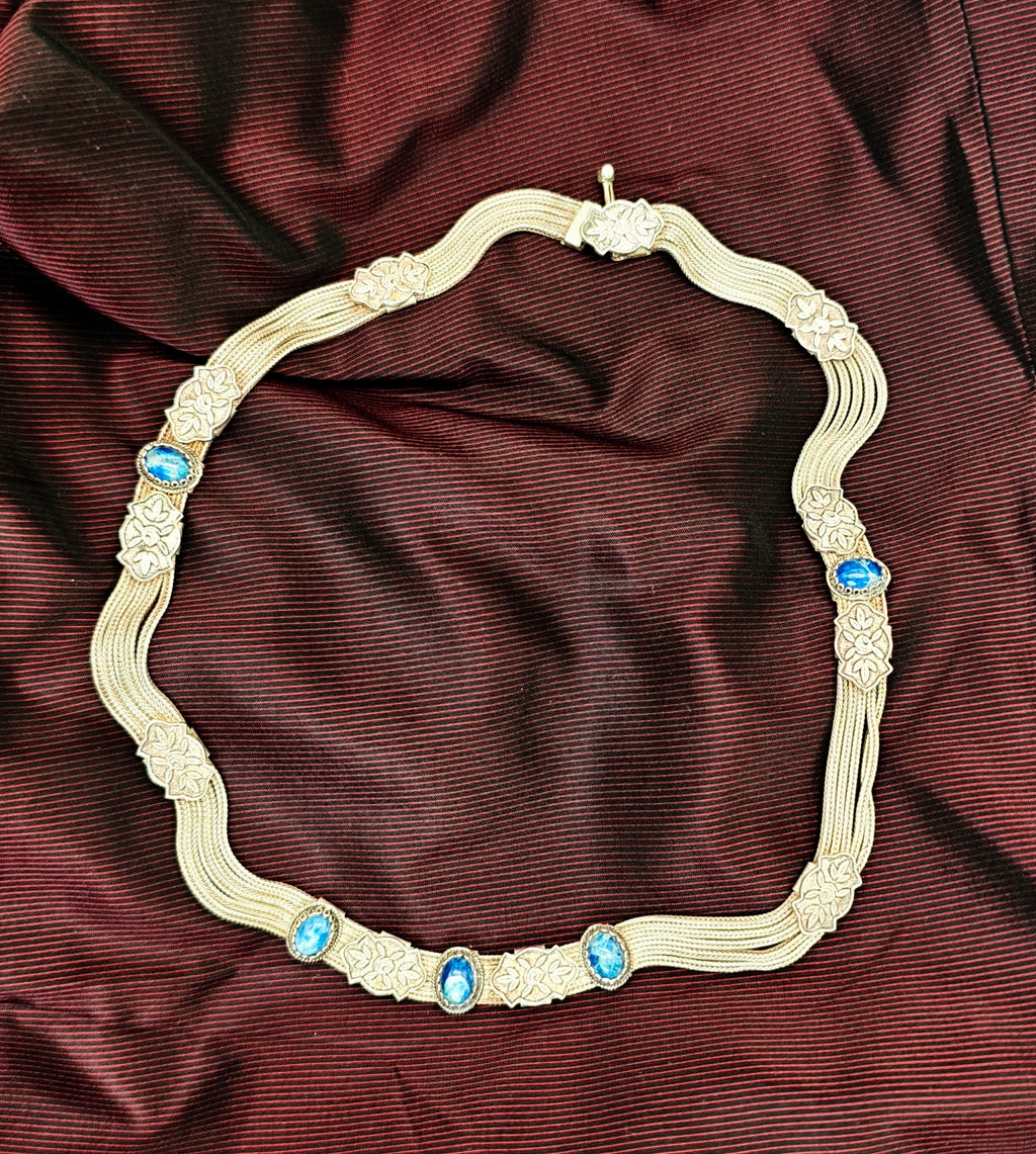 Collana turca in argento 925 e pietre naturali di sodalite