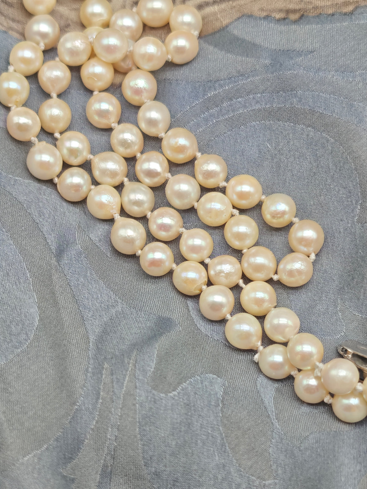 Collana perle Akoya vintage argento 800 art decò