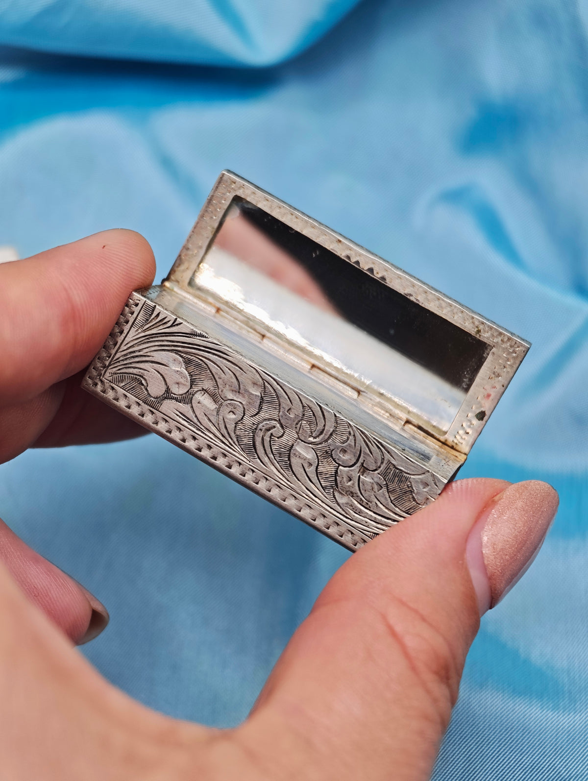 Porta rossetto vintage con specchio in argento 925 italiano