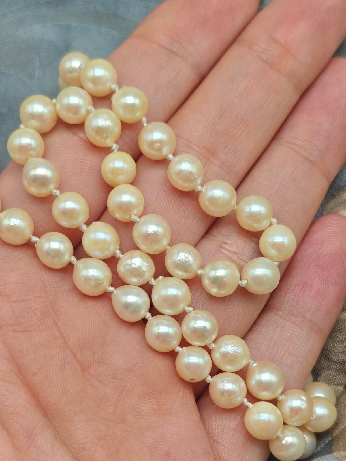 Collana perle Akoya vintage argento 800 art decò
