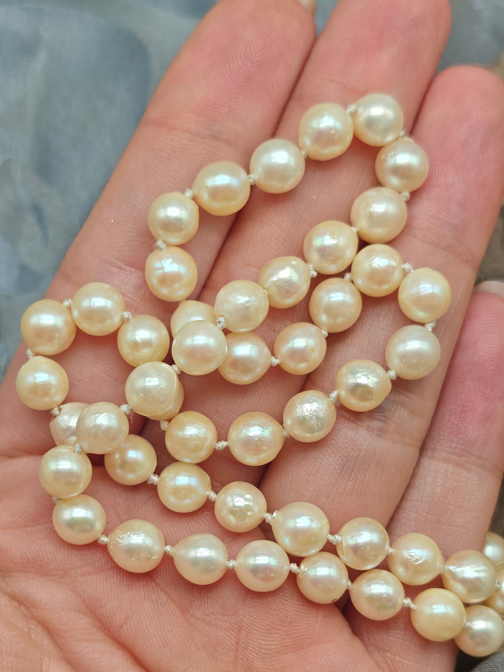 Collana perle Akoya vintage argento 800 art decò