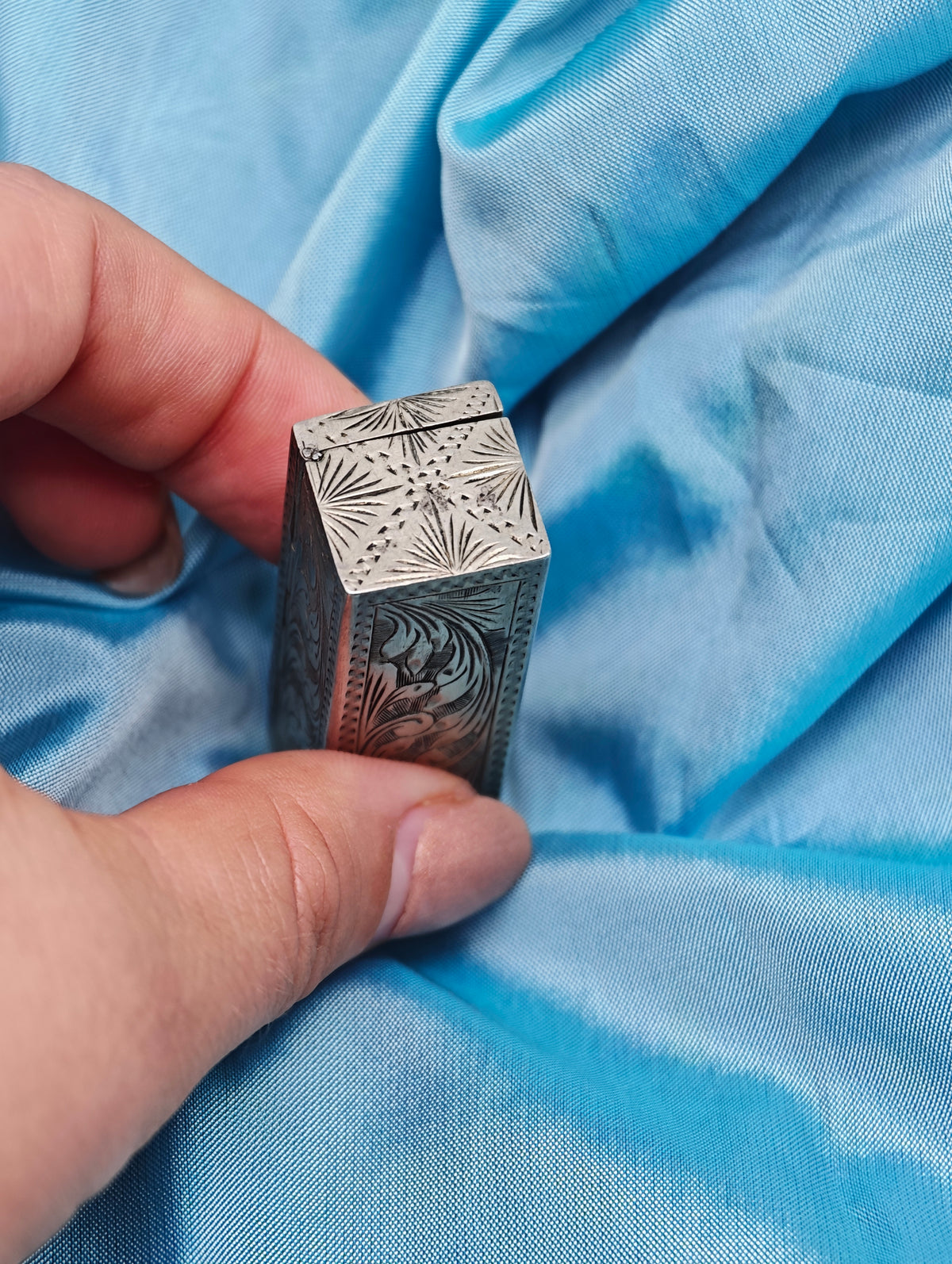 Porta rossetto vintage con specchio in argento 925 italiano