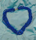 Collana multi filo lapislazzuli oro giallo 18 KT diamante vintage