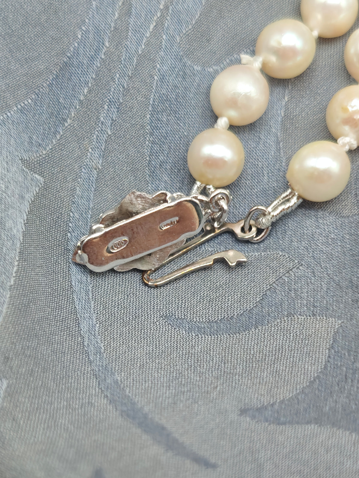 Collana perle Akoya vintage argento 800 art decò