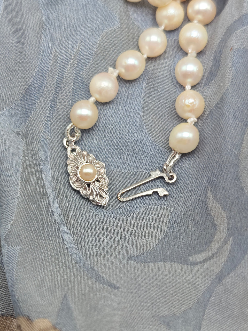 Collana perle Akoya vintage argento 800 art decò
